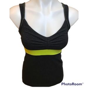 Lululemon Razor Back Charcoal Grey Lime Tank Top size 6